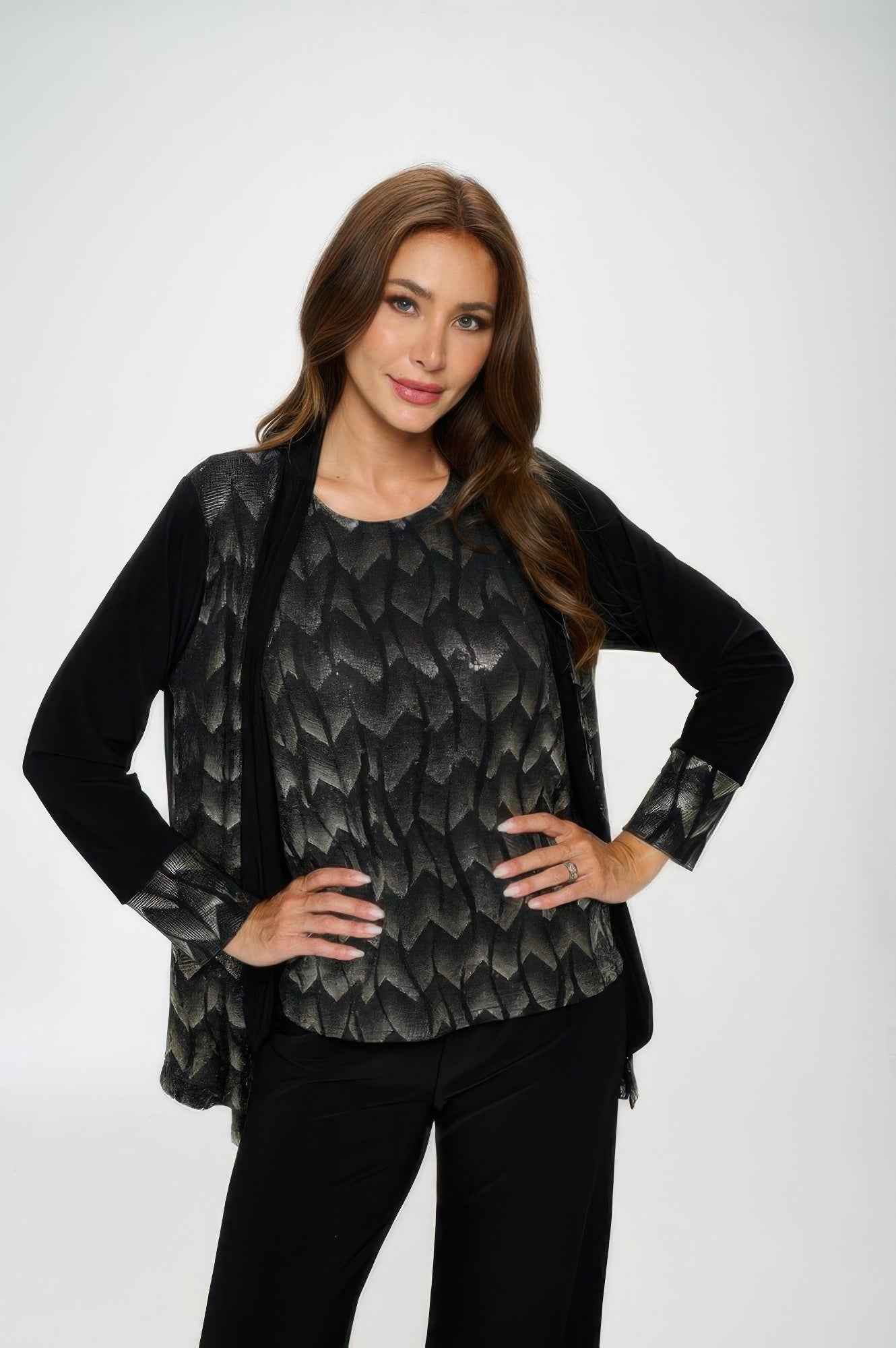 Nylon Foil Sequin Contrast Jacket