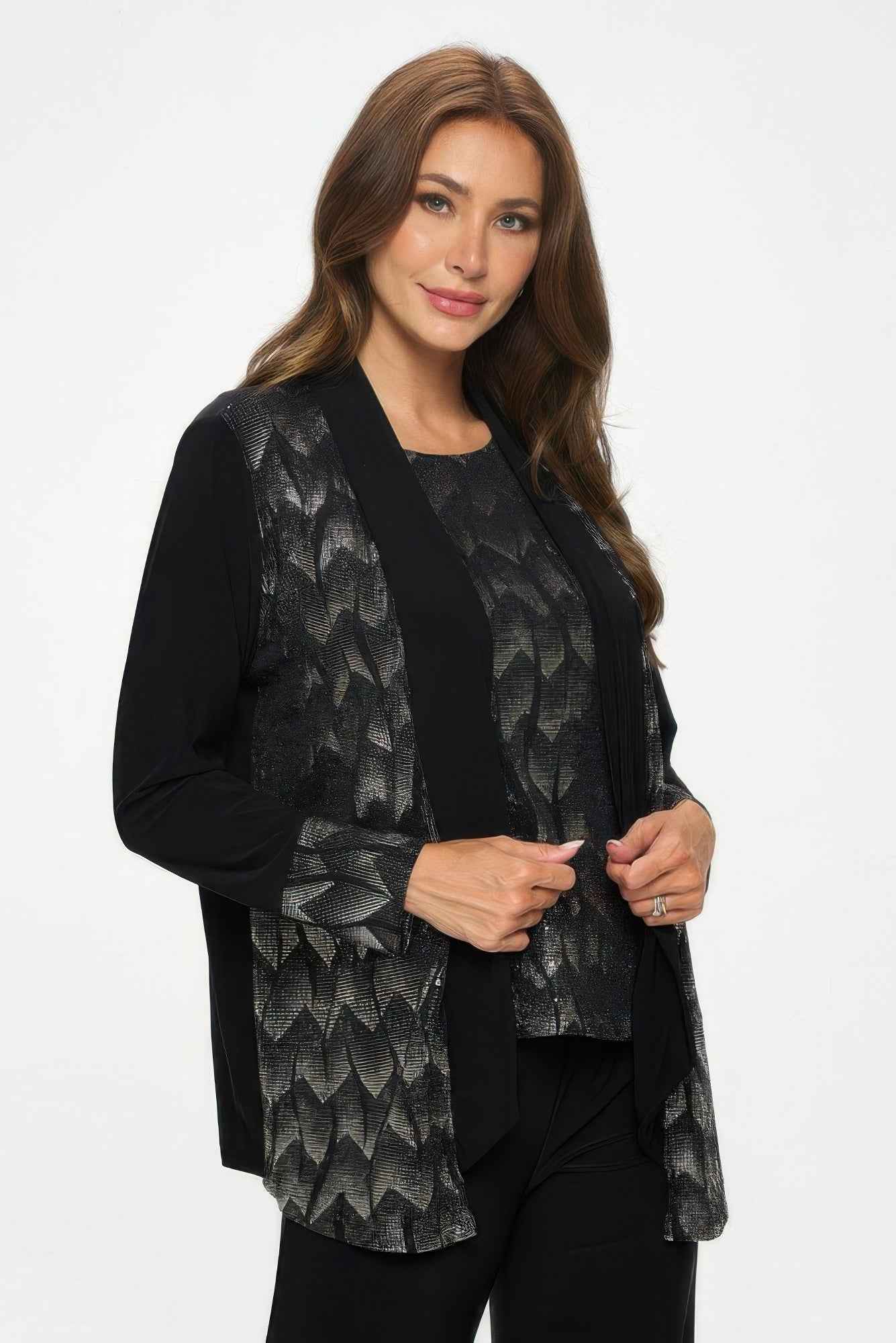 Nylon Foil Sequin Contrast Jacket