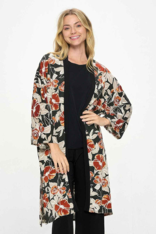 Hit Kimono Long Jacket W/pocket