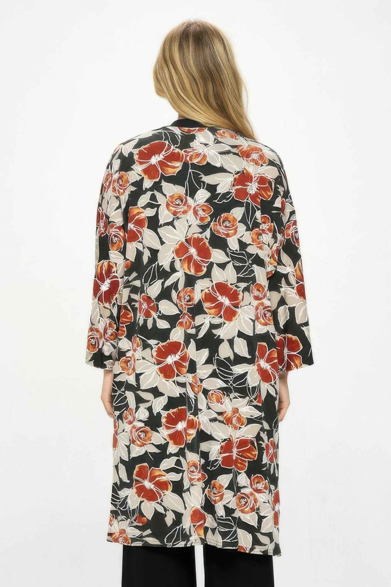 Hit Kimono Long Jacket W/pocket