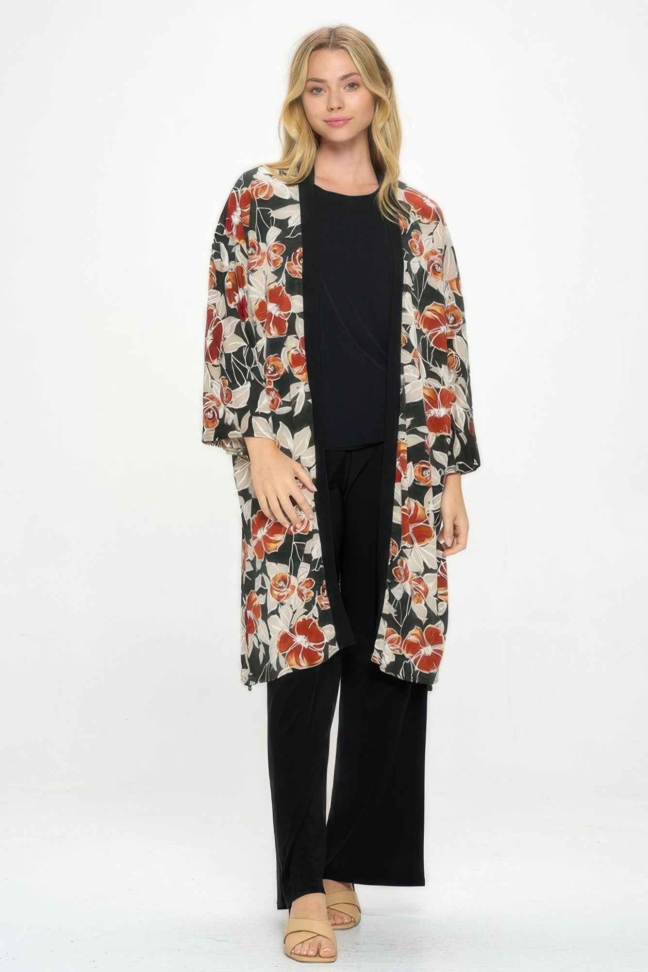 Hit Kimono Long Jacket W/pocket