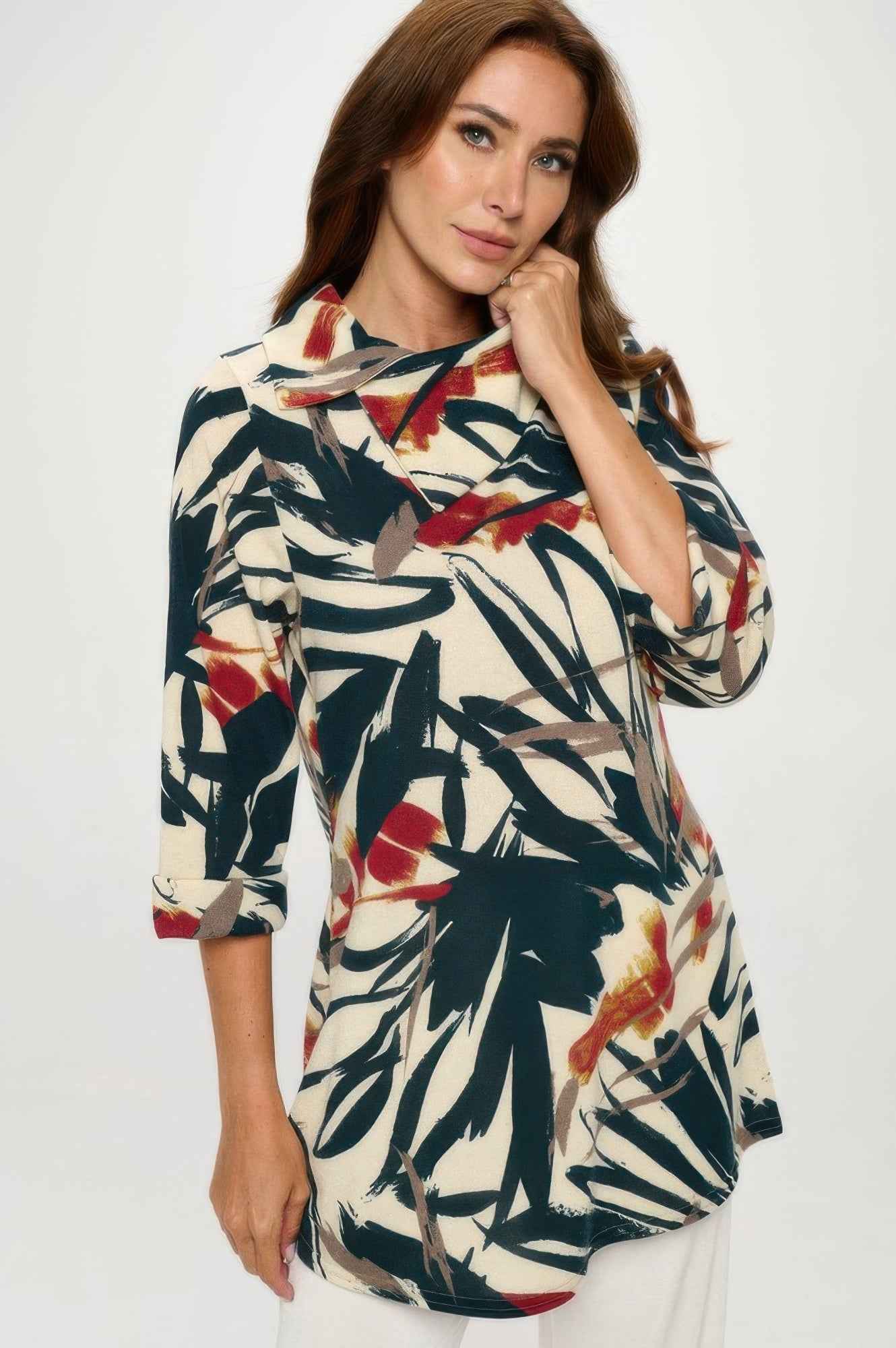 Stylish Split Neckline Tunic