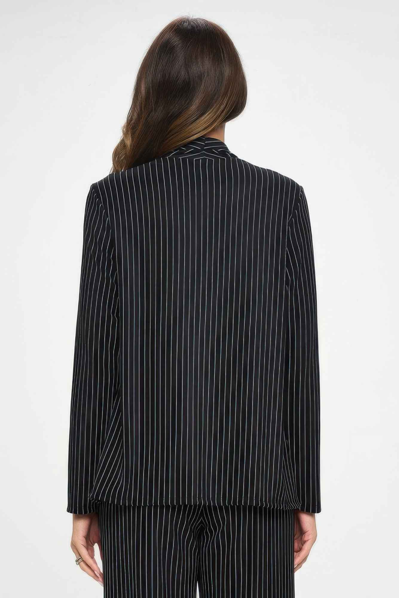 Ottoman Pinstripe Front Drape Jacket