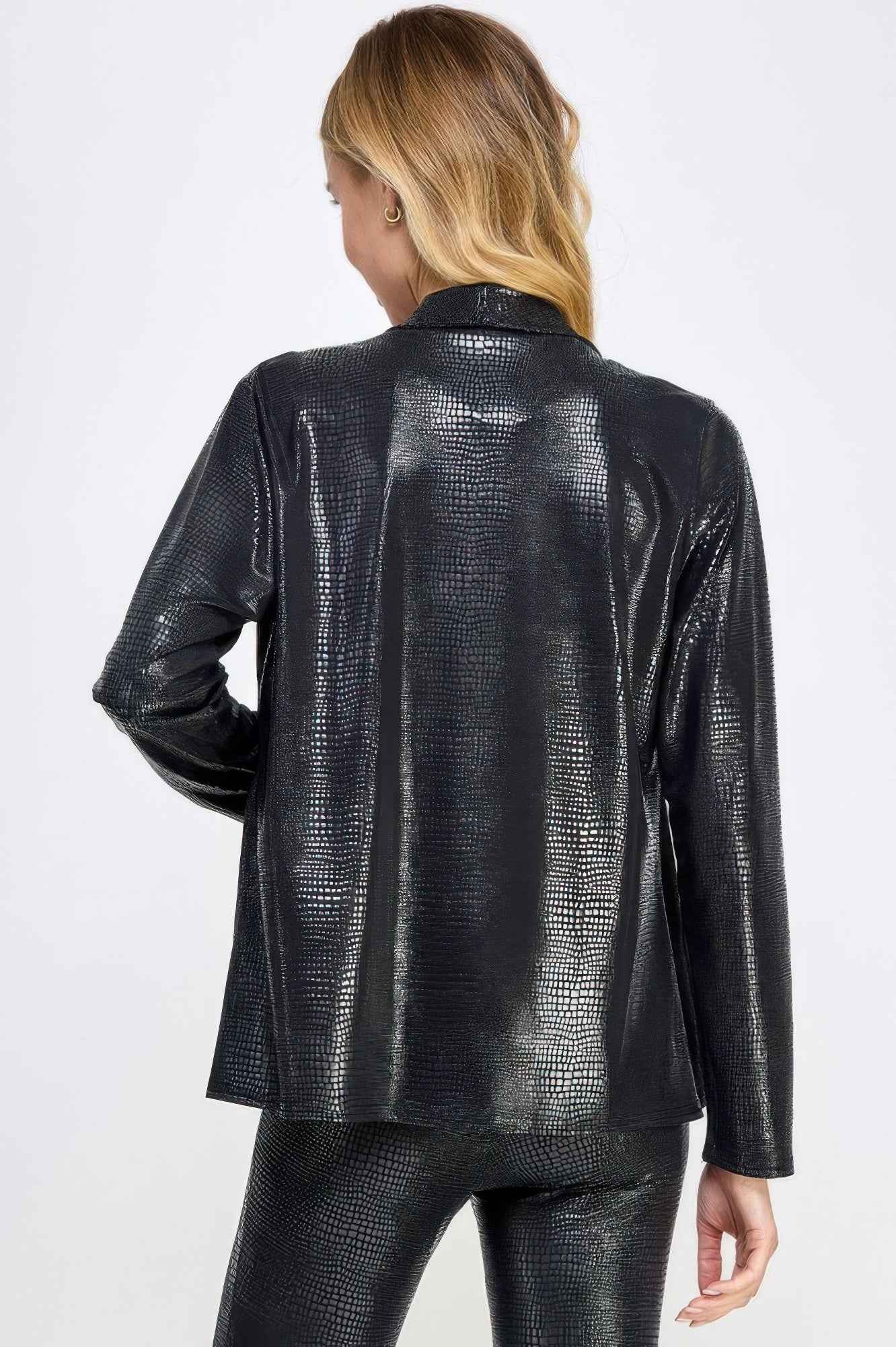 Long Sleeve Pleather Snake Skin Look Jacket