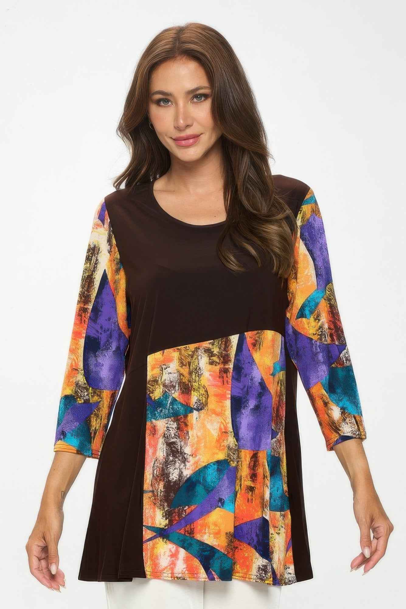 Contrast Curve Knit Top