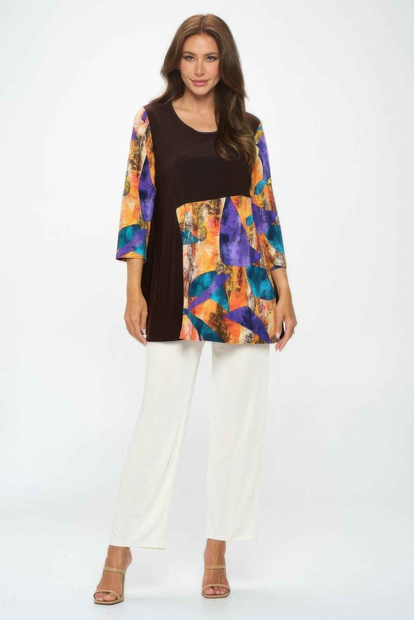 Contrast Curve Knit Top