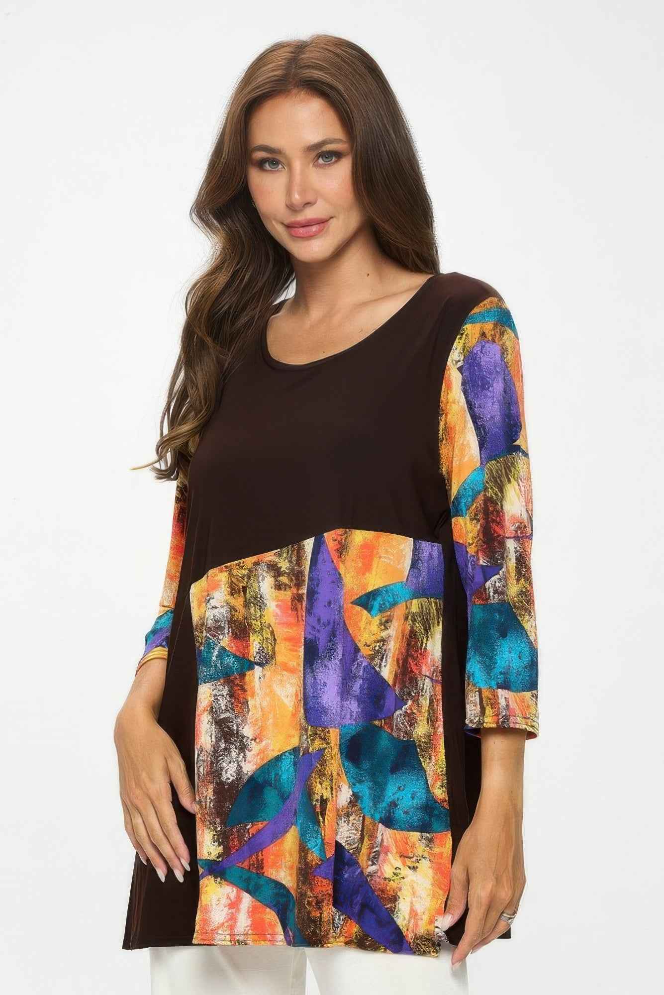Contrast Curve Knit Top