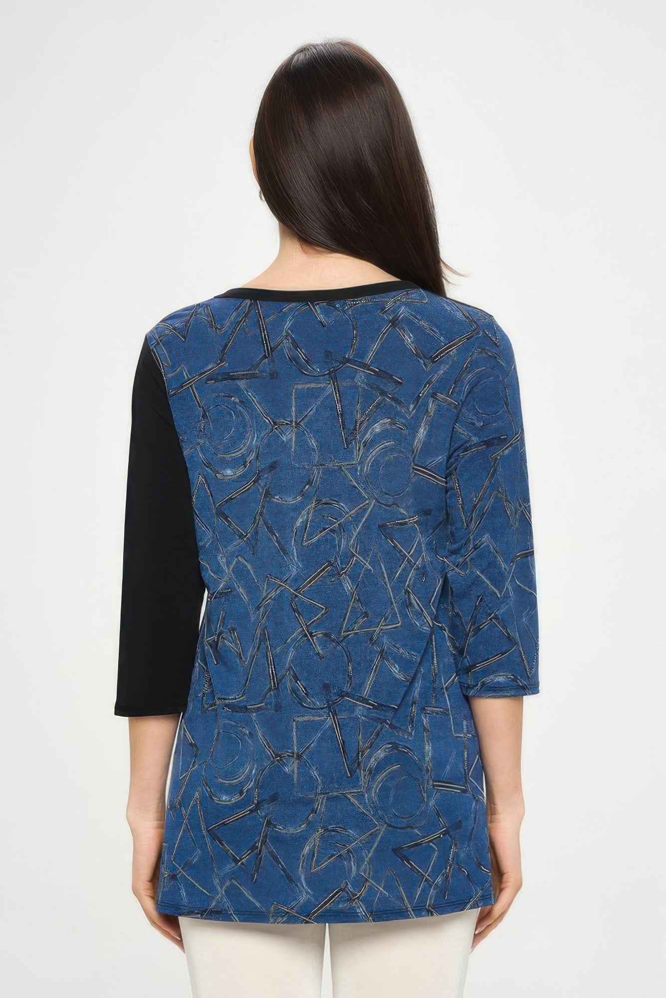 HIT Contrast V-Neck Tunic Top