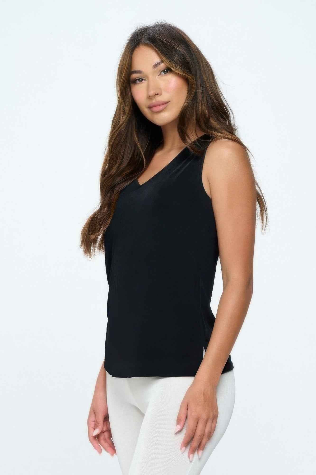 Plus Size Bns V-neck Bias Tank