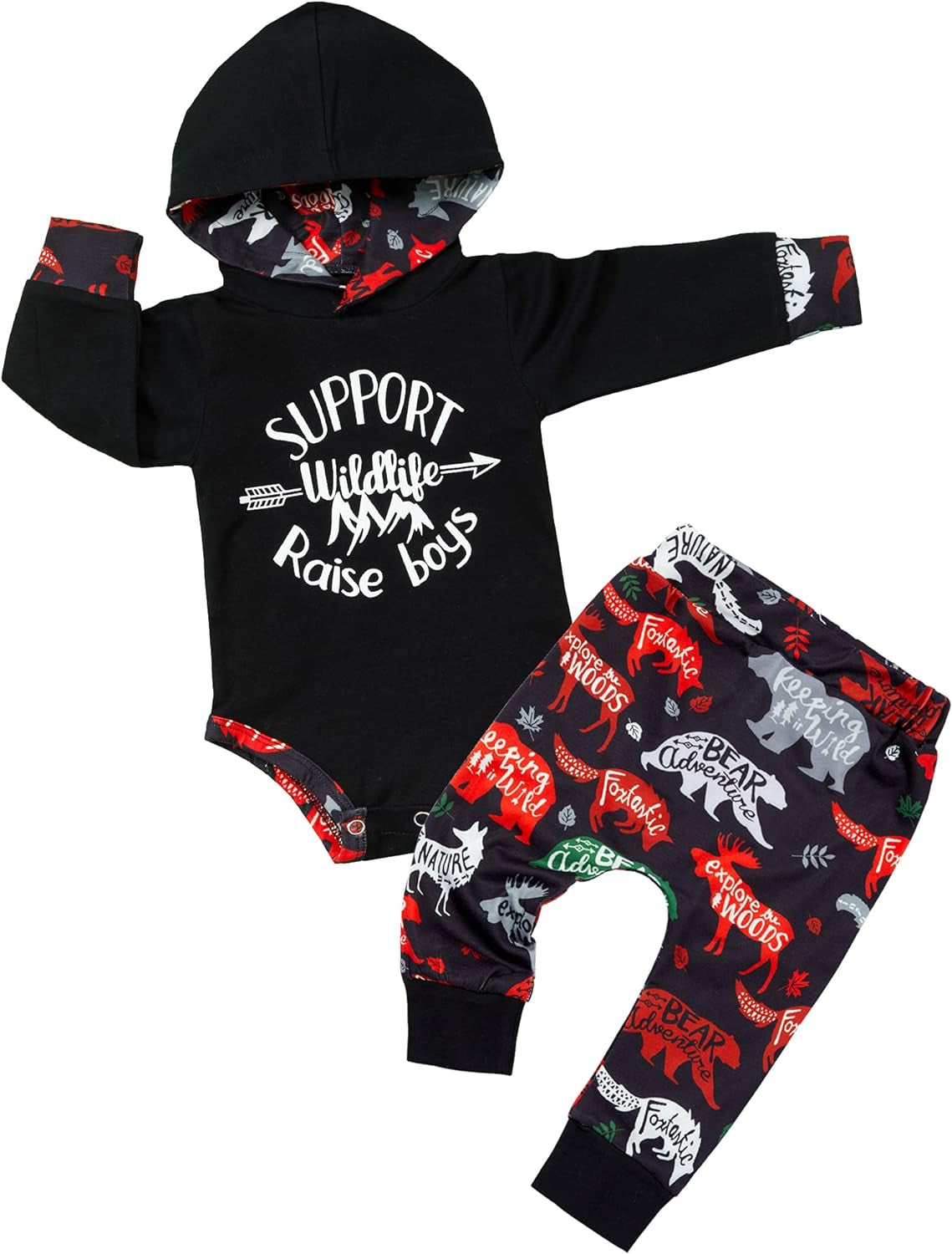 Newborn Baby Boy Clothes Plaid Letter Print Long Sleeve Hoodies + Long Pants 2PCS Fall Winter Outfits Set