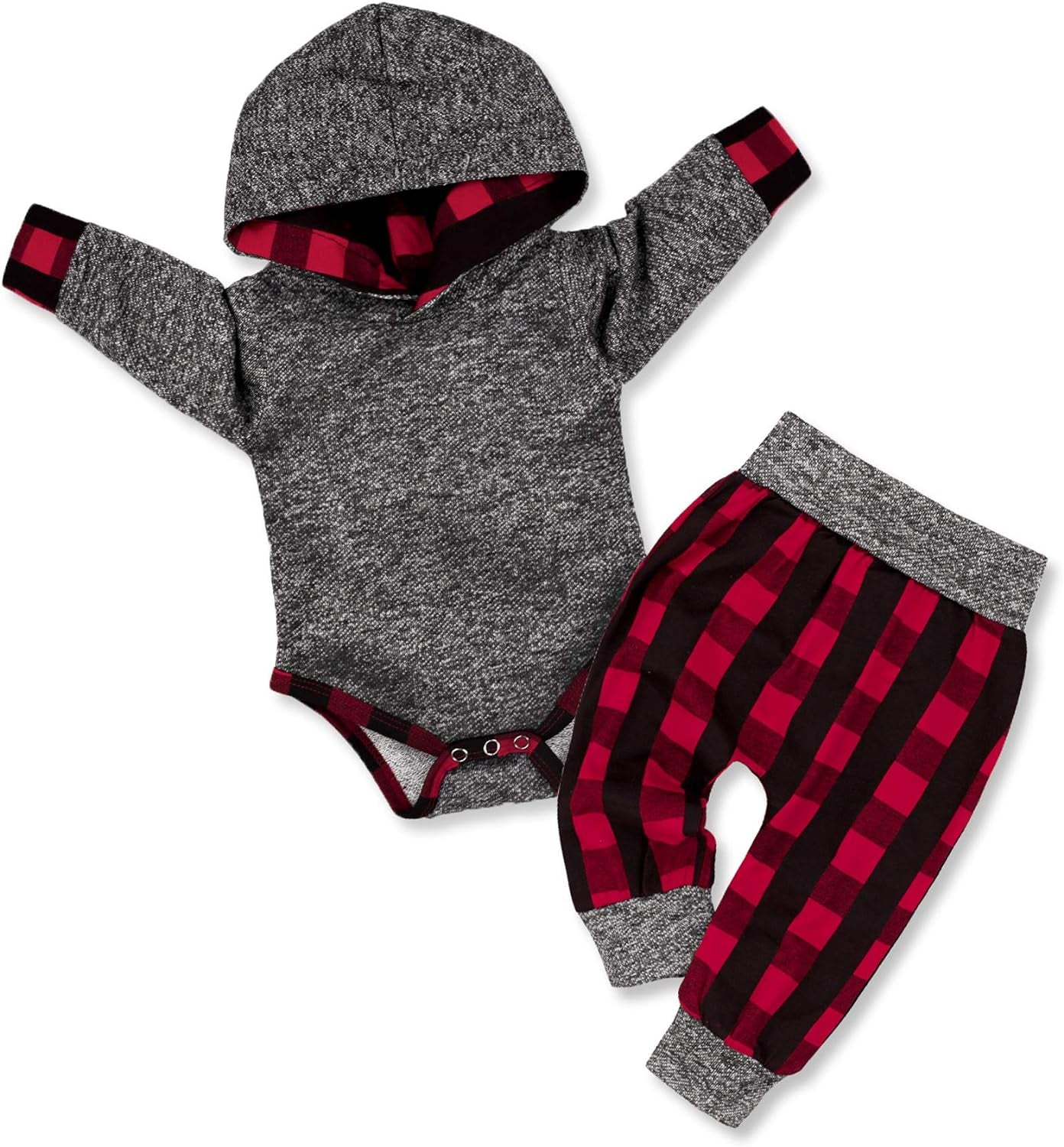 Newborn Baby Boy Clothes Plaid Letter Print Long Sleeve Hoodies + Long Pants 2PCS Fall Winter Outfits Set