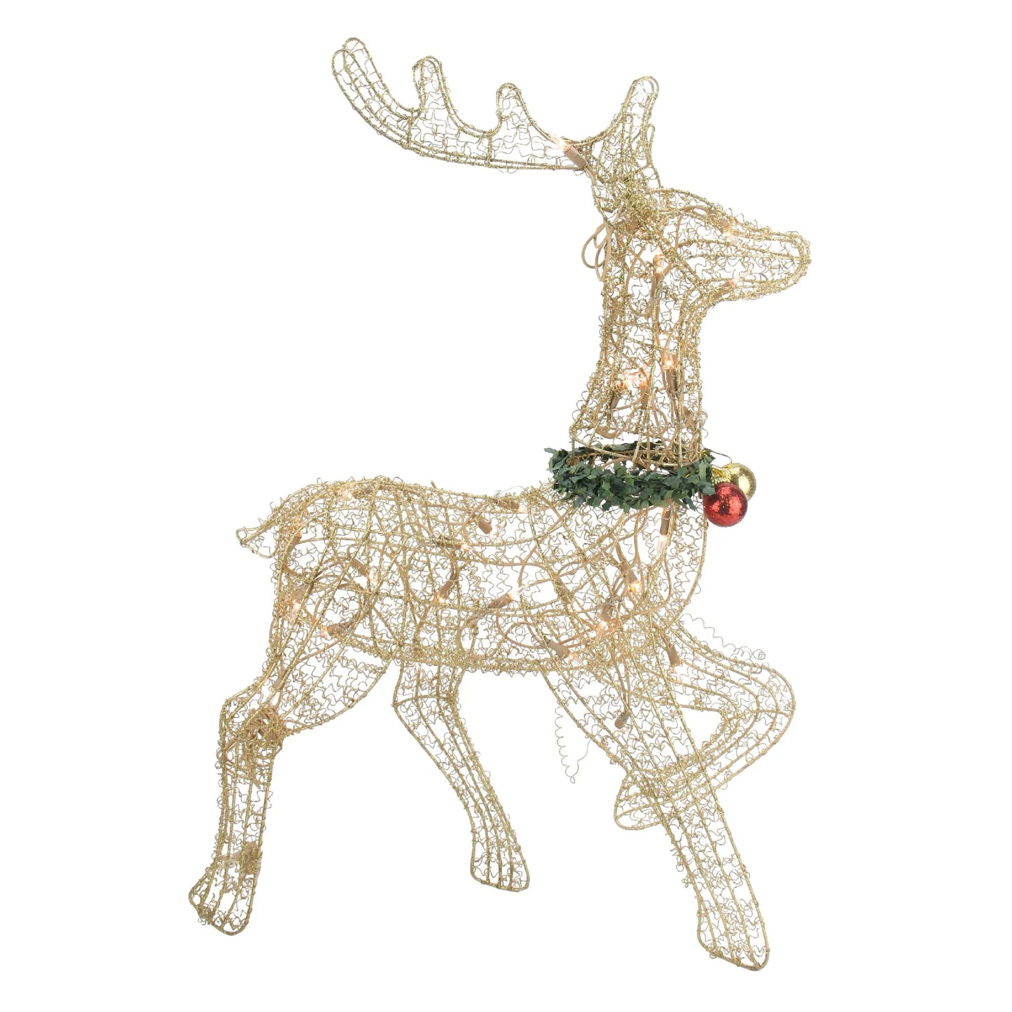 Lighted Prancing Reindeer Christmas Outdoor Decoration - 25.5" - Gold - Clear Lights Pet's Supplies |