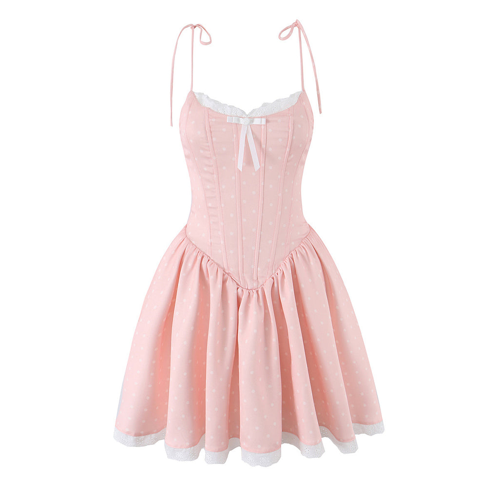 Princess Birthday Dress Strappy Dress for Women Summer Corset Waistline Elegant Party Mini Skirt
