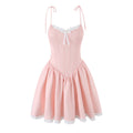 Princess Birthday Dress Strappy Dress for Women Summer Corset Waistline Elegant Party Mini Skirt