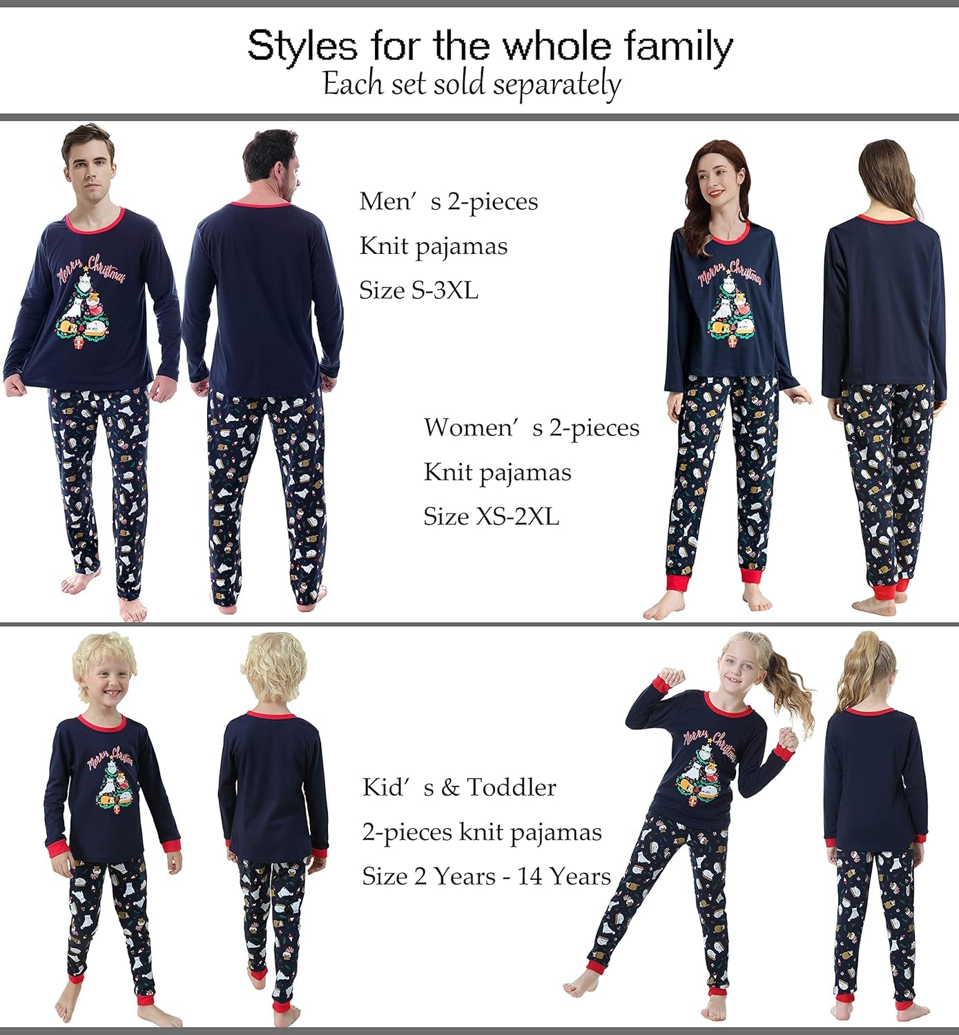 Family Matching Pajama Sets Cute Christmas Tree Sleepwear Snowman Holiday PJS for Couples and Kids