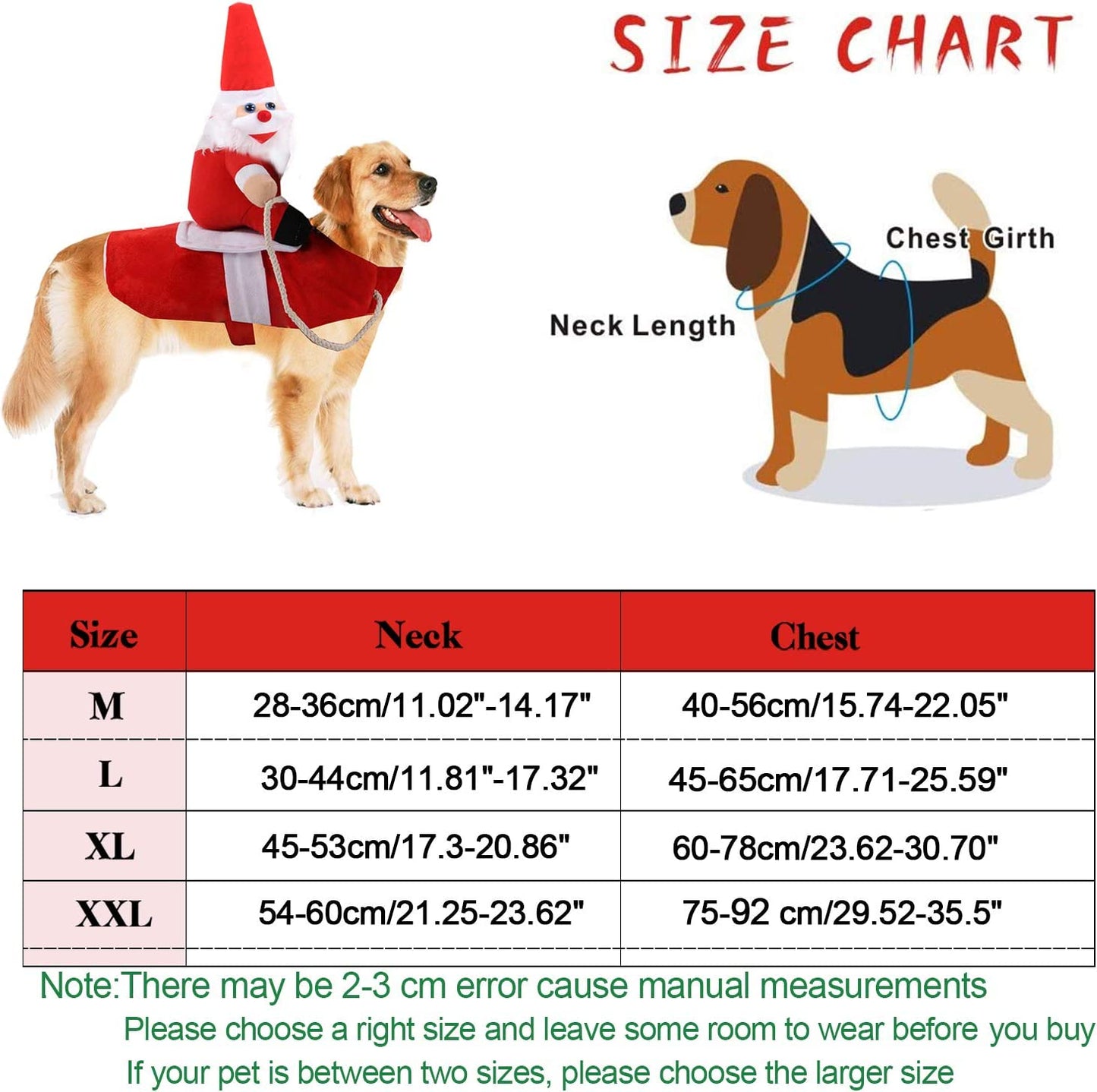 Clearance Christmas Dog Costume Funny Dog Christmas Santa Claus Costume Riding on Dog Pet Cat Christmas Holiday Outfit Pet Christmas Clothes Dressing up for Halloween Christmas Party(Large) Pet's Supplies |