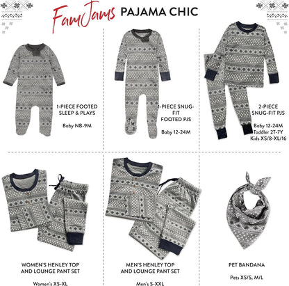 Family Matching Holiday Pajamas Organic Cotton for Men, Women, Kids, Toddlers, Baby Boys, Girls, Unisex Pets