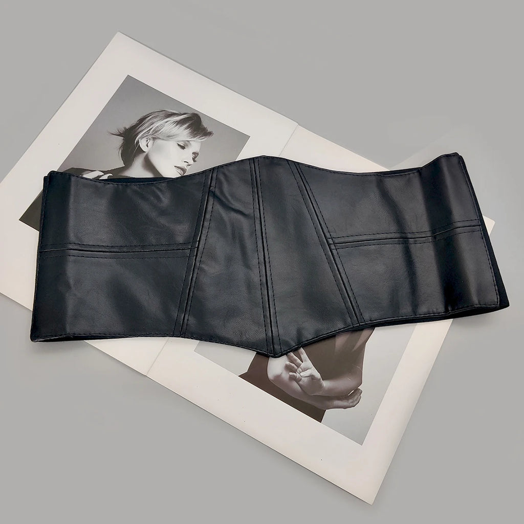 Plus Size Soft Leather Wide Y2K Black Elastic Corset Belt Female Stretch Cummerbunds Designer Belts For Women High Quality