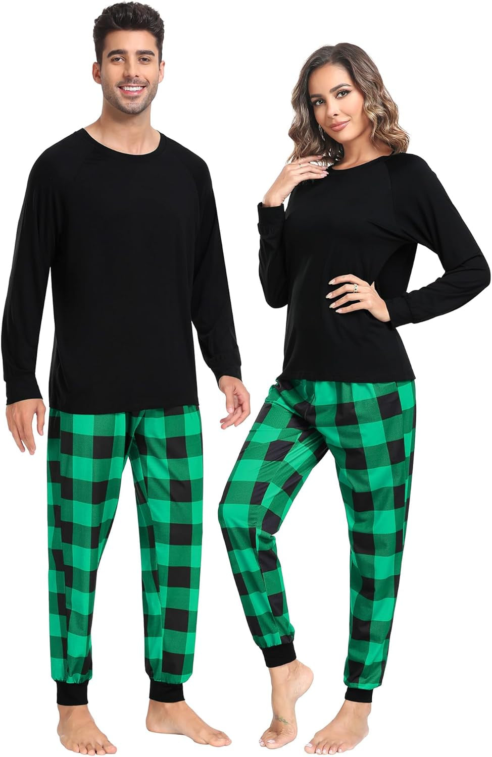 Christmas Matching Couple Pajamas Sets Family Xmas Jammies Casual Long-Sleeve Sleepwear Sets Festival PJ Set