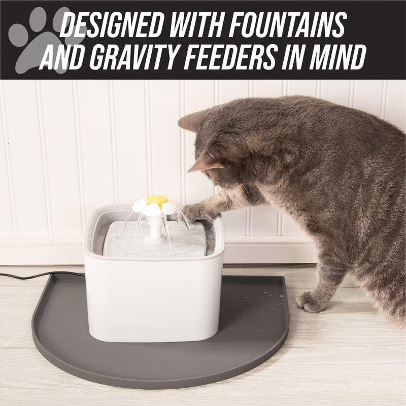 Fountain Mat, Silicone Water Mat Designed for Pet Fountains, Dog Gravity Water Bowls, Mats for Automatic Dispensing Cat Feeders up to 14" Diameter (Large - 26 X 25 Inches, Black) Pet's Supplies |