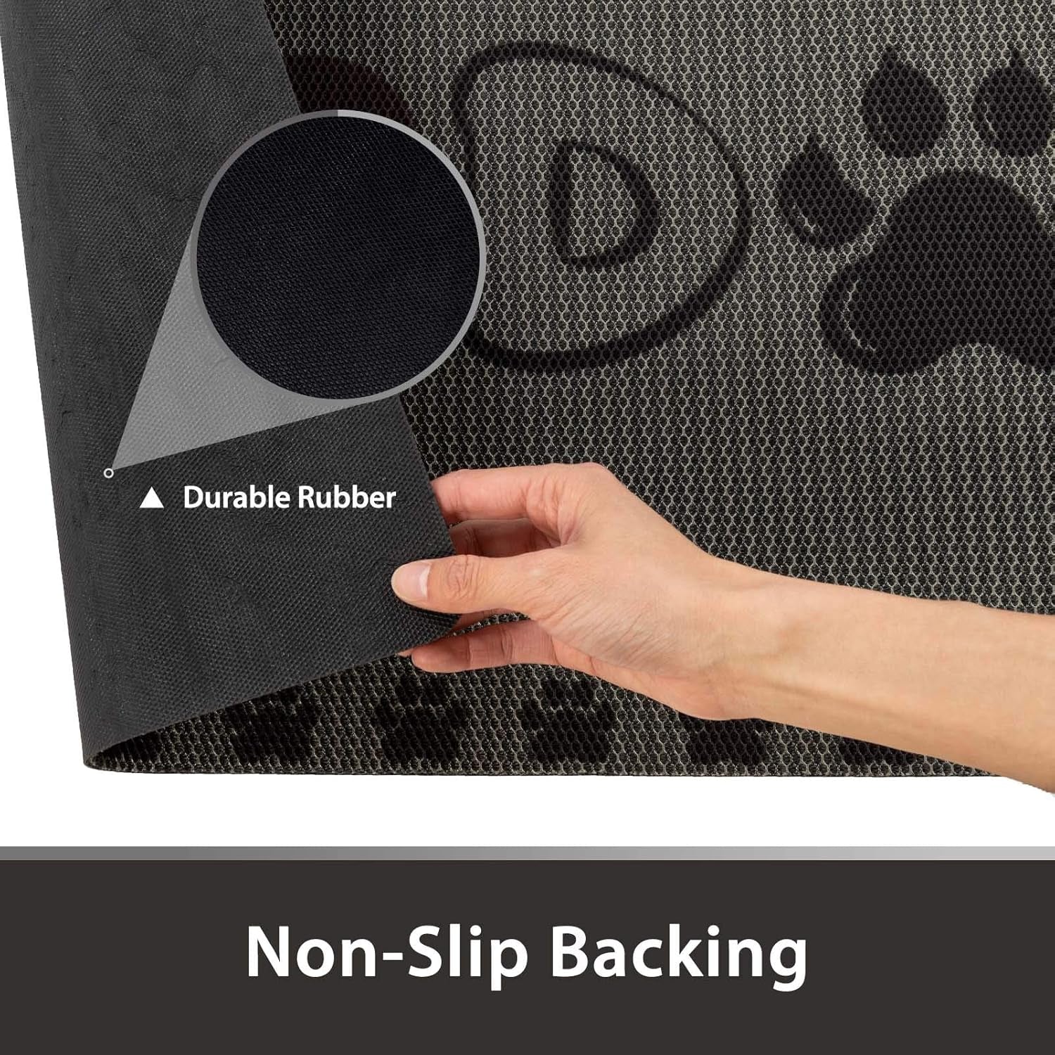 Dog and Cat Food Mat Washable Dog Mat for Food and Water Non Slip Pet Food Bowl Mat, I Love Dog, 18"X30", Grey Pet's Supplies |