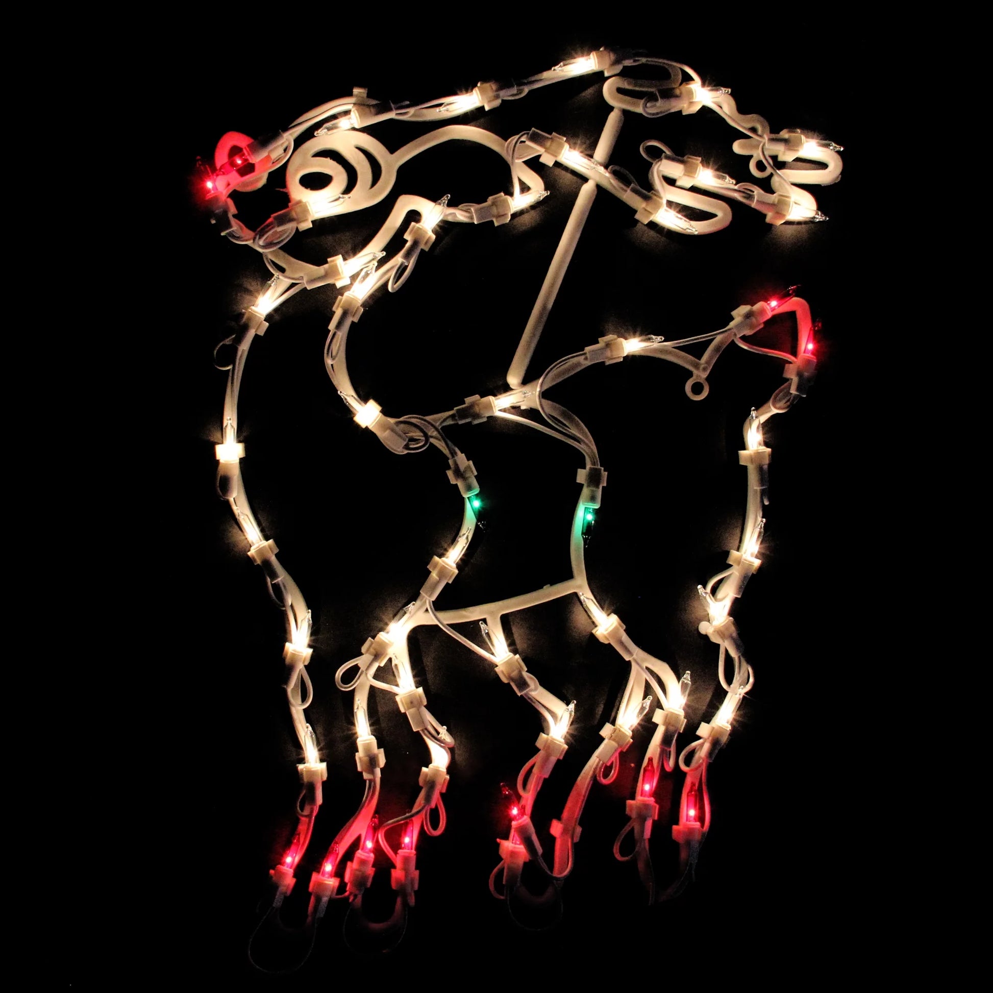 Lighted Reindeer Christmas Window Silhouette - 18" - White - Multicolor Lights Pet's Supplies |