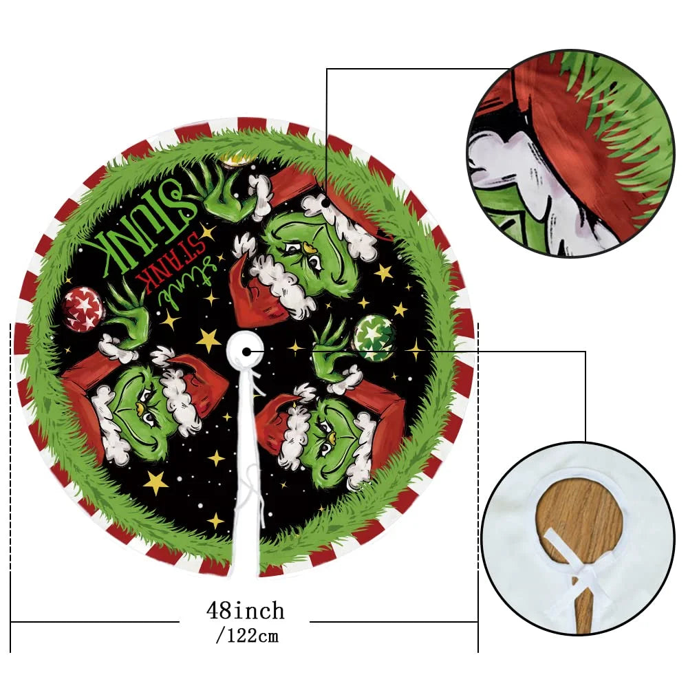 The Grinch Christmas Tree Skirt for Xmas Holiday Party Decorations,48Inch Grinch Decorations Gifts Funny Home Decor Pet's Supplies |