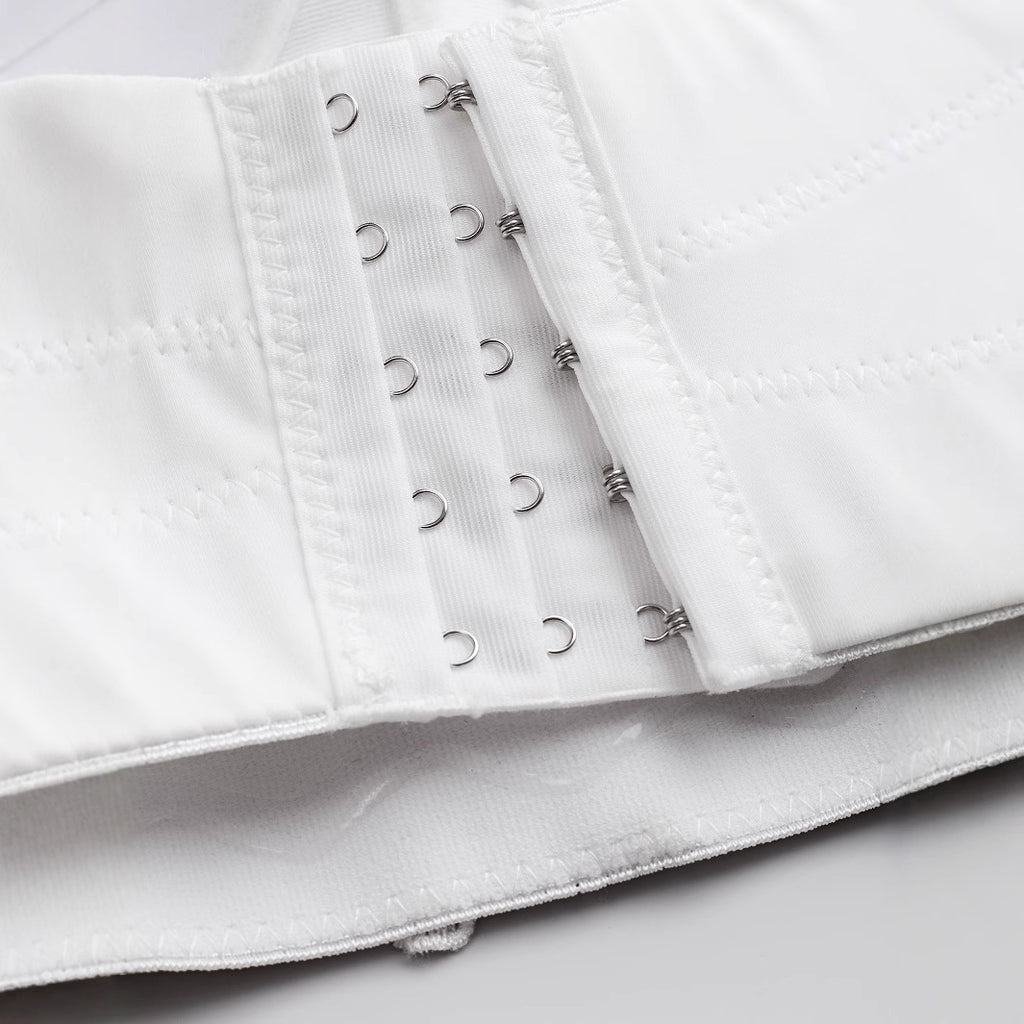 Sexy Bone Corset White Camisole Heavy Embroidered Petal Halter Strapless