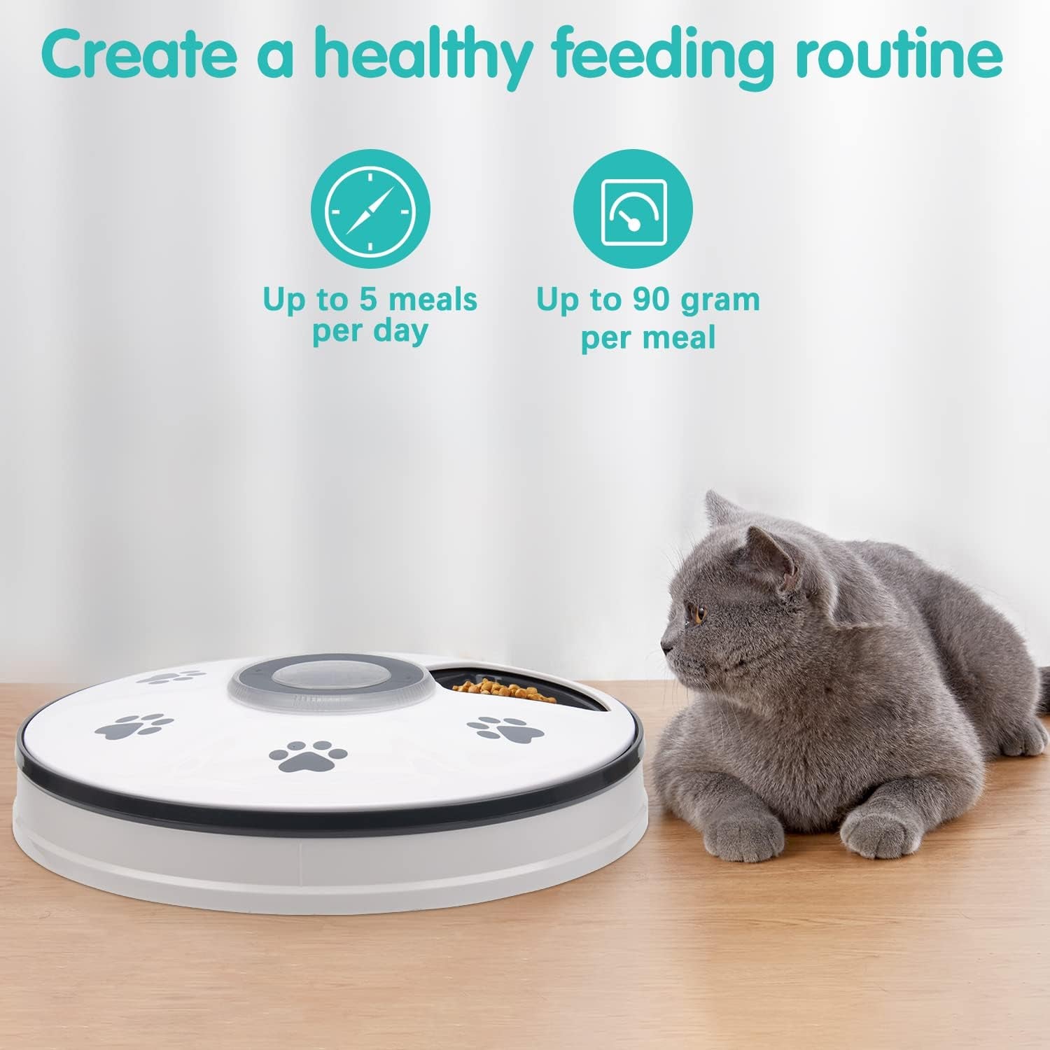 Automatic Cat Food Dispenser, Auto Cat Feeder - 6 Meals Pet Wet Food Dispenser for Small Dog with Programmable Timer Portion Control Timed Cat Feeder with Voice Reminder Pet's Supplies |