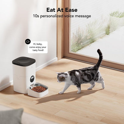 Automatic Cat Feeder, Automatic Cat Food Dispenser with Timer Interactive Voice Recorder, Auto Cat Feeder with 1-4 Meals Control Dry Food, White Opaque Pet's Supplies |