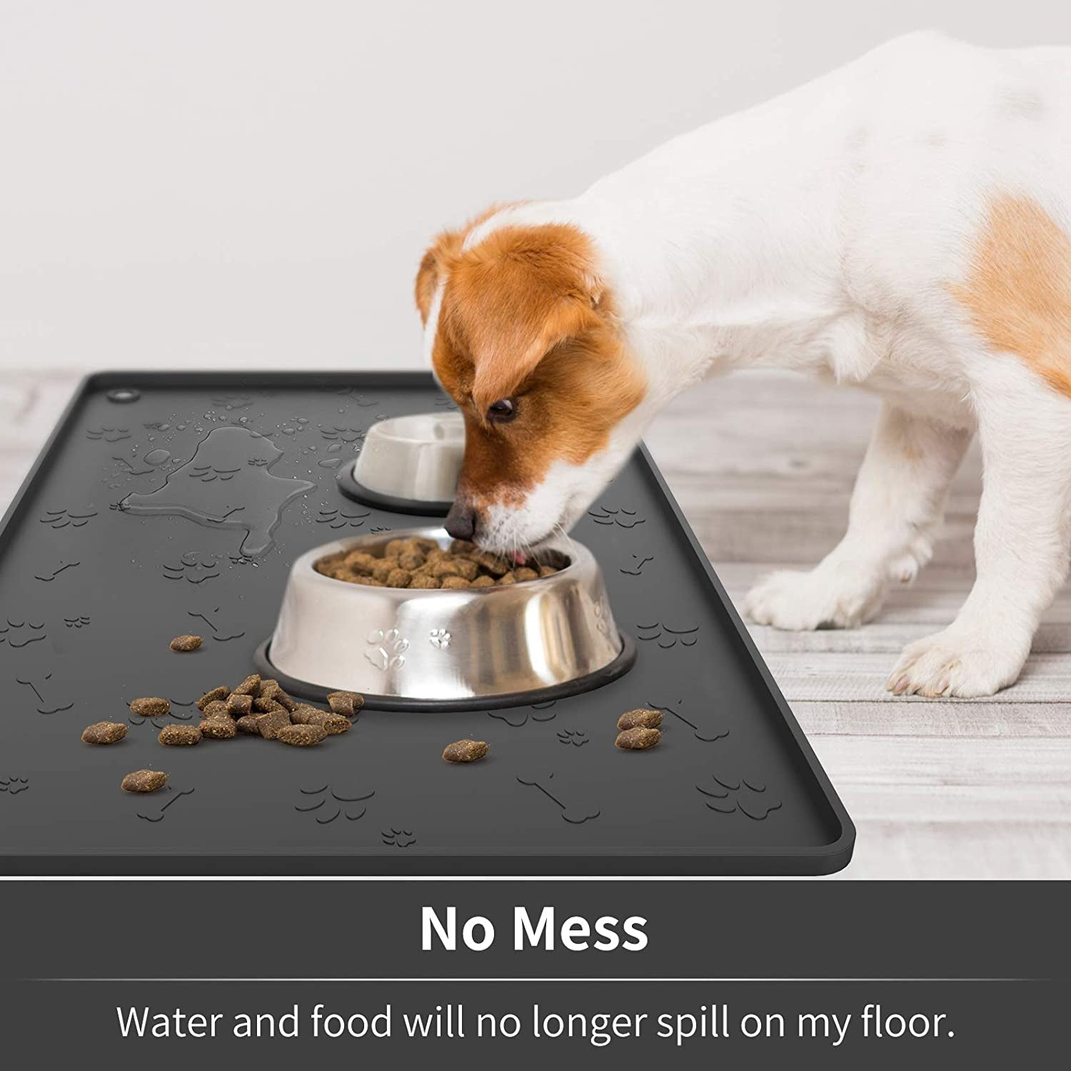 Dog Food Mat - Pet Food Mat - Nonslip Silicone Dog Bowl Mat - Washable Dog Feeding Mat for Food and Water, Waterproof Dog Food Mats for Floors [24"X16"] Grey Pet's Supplies |