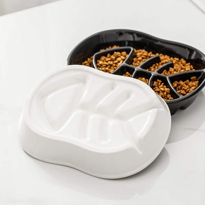 White Ceramic Slow Feeder Dog Bowls Cat Bowl -Ceramic Fun Interactive Feeder Bloat Stop Cat Bowl Preventing Feeder anti Gulping Healthy Eating Diet Pet Bowls against Bloat, Indigestion and Obesity