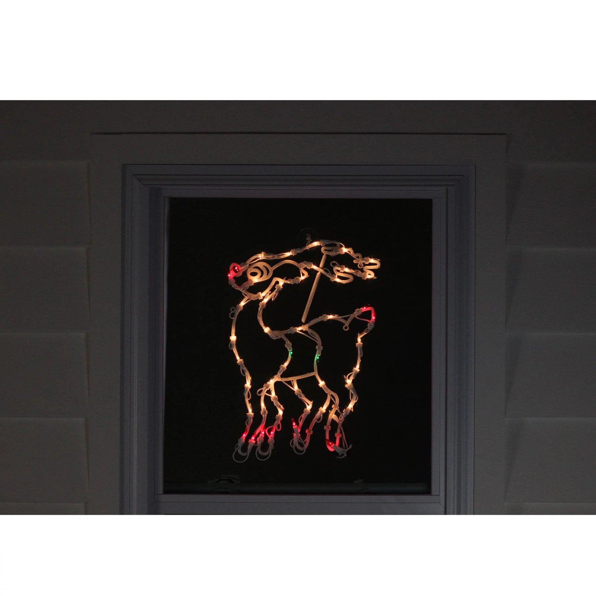 Lighted Reindeer Christmas Window Silhouette - 18" - White - Multicolor Lights Pet's Supplies |