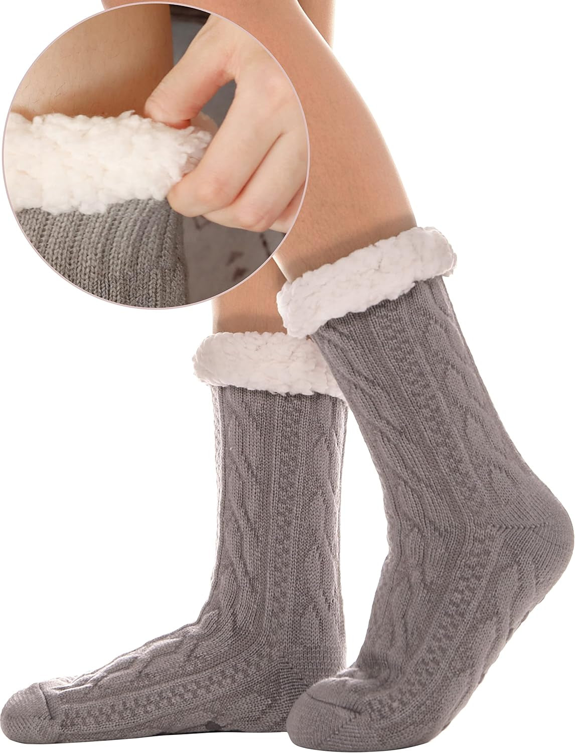 ANTSNAG Womens Slipper Socks Fuzzy Fluffy Cabin Cozy Winter Thick Warm Comfy Fleece Soft Grips Christmas Socks