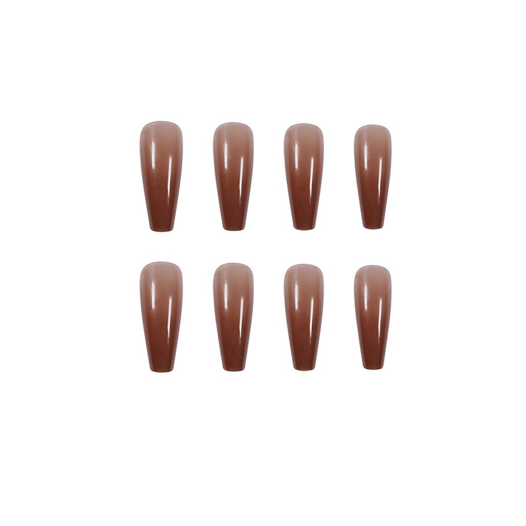 Ice Transparent Color Coffee Long Ballet Wear Manicure Finished Fake Nail Manicure Patch Nail Patch Removable Nail