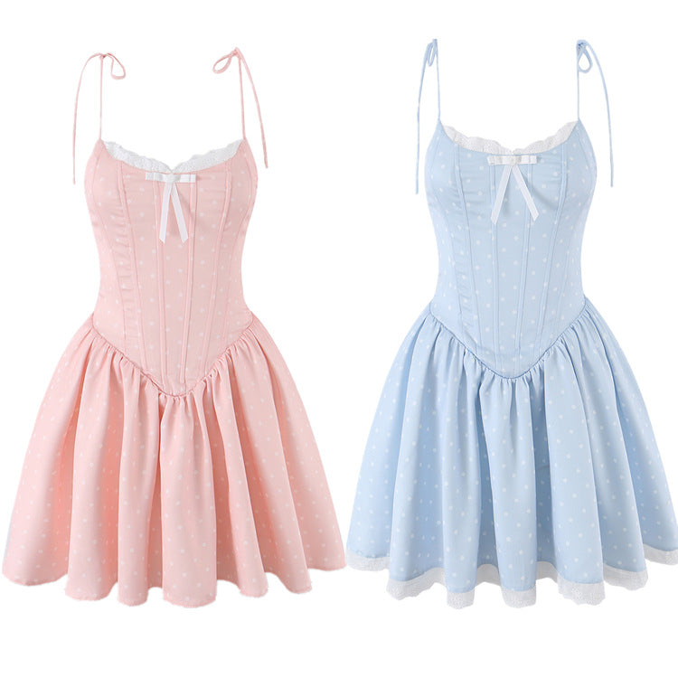 Princess Birthday Dress Strappy Dress for Women Summer Corset Waistline Elegant Party Mini Skirt
