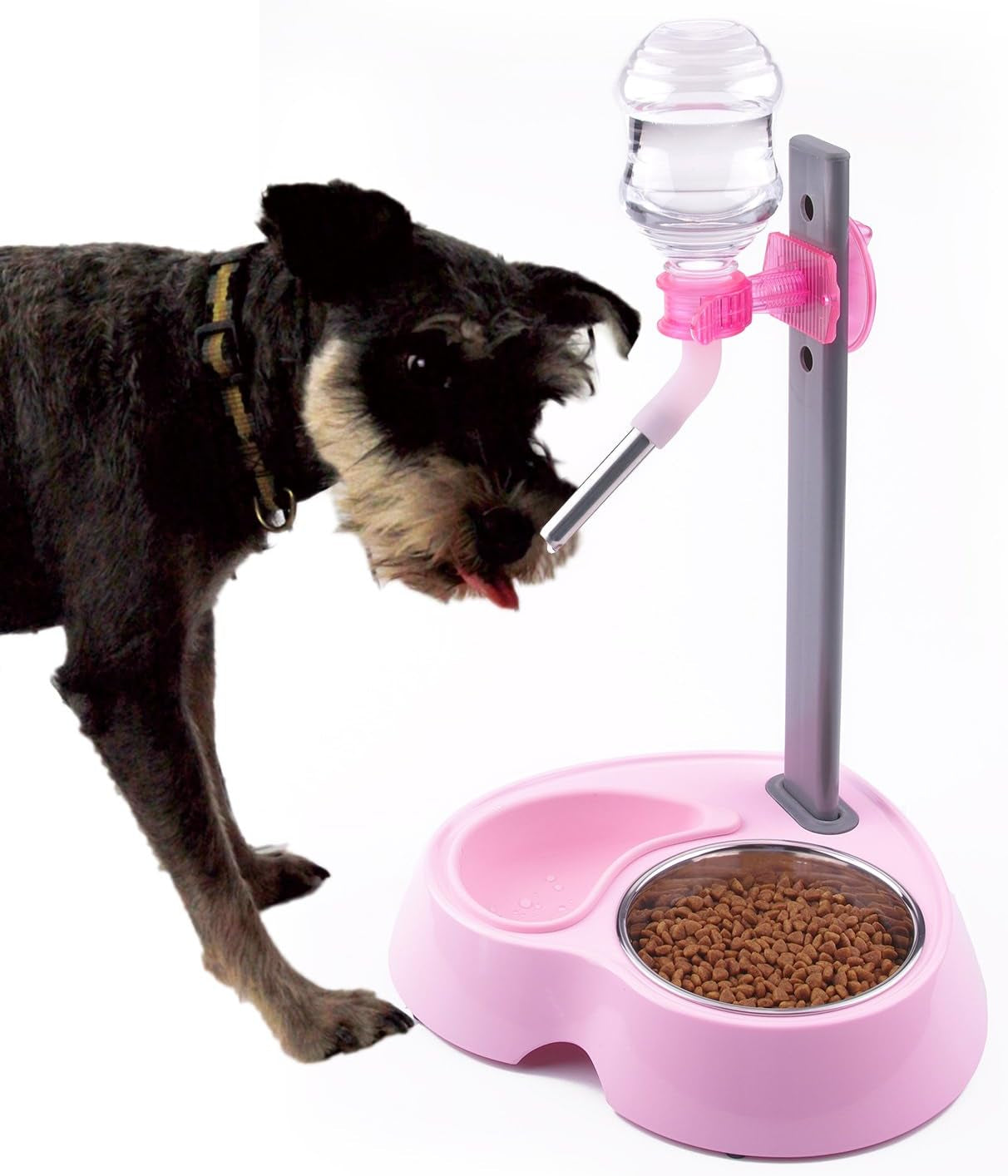 Multifunctional Automatic Feeders Dispenser - Portion Control Water Dispenser Bowl for Dogs & Cats, Mess Free, No More Dripping Beard Light Pink Pet's Supplies |