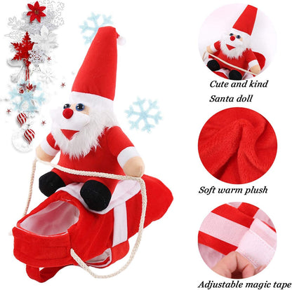 Clearance Christmas Dog Costume Funny Dog Christmas Santa Claus Costume Riding on Dog Pet Cat Christmas Holiday Outfit Pet Christmas Clothes Dressing up for Halloween Christmas Party(Large) Pet's Supplies |