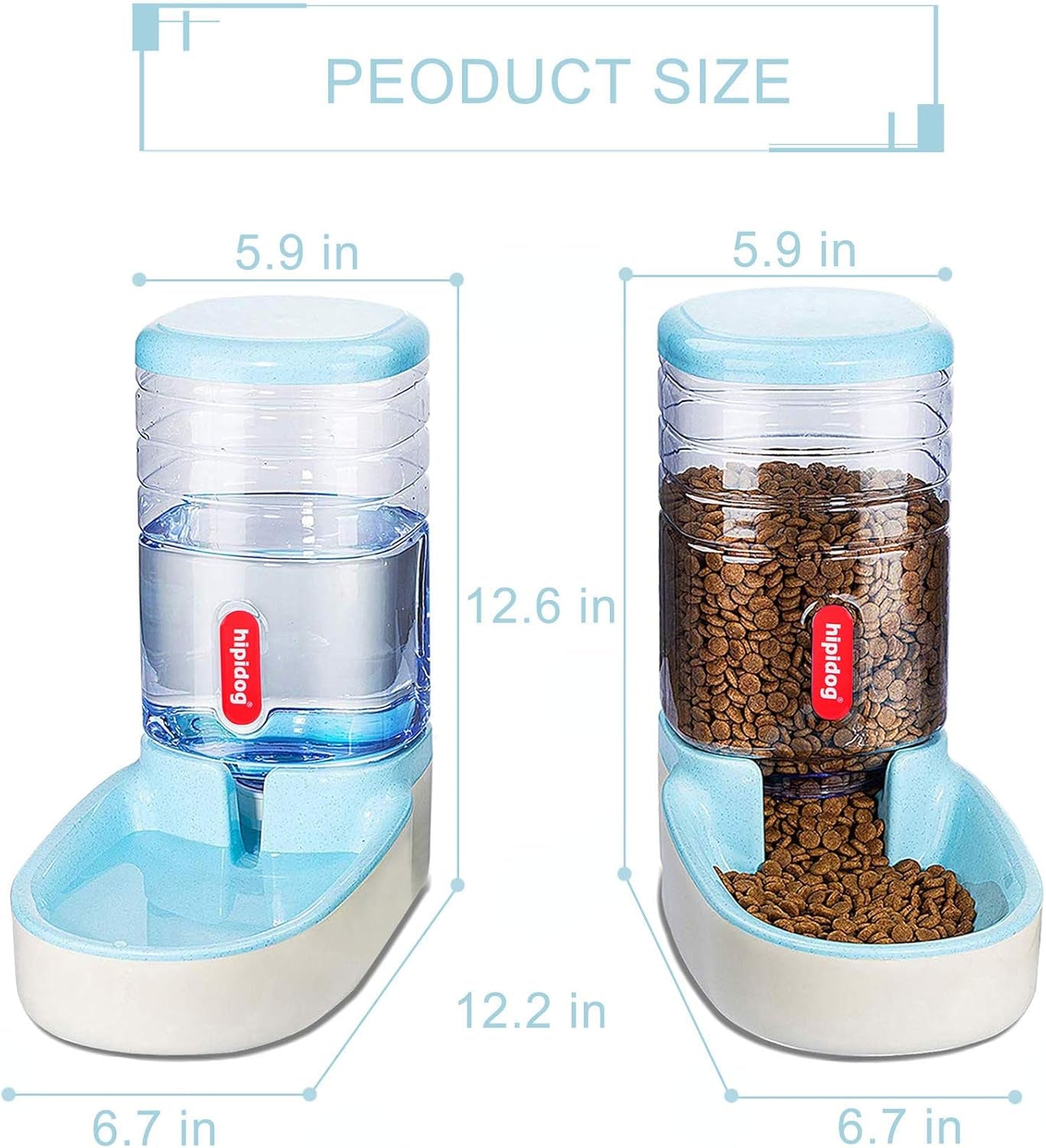 Automatic Pet Feeder Small&Medium Pets Automatic Food Feeder and Waterer Set 3.8L, Travel Supply Feeder and Water Dispenser for Dogs Cats Pets Animals (Blue)