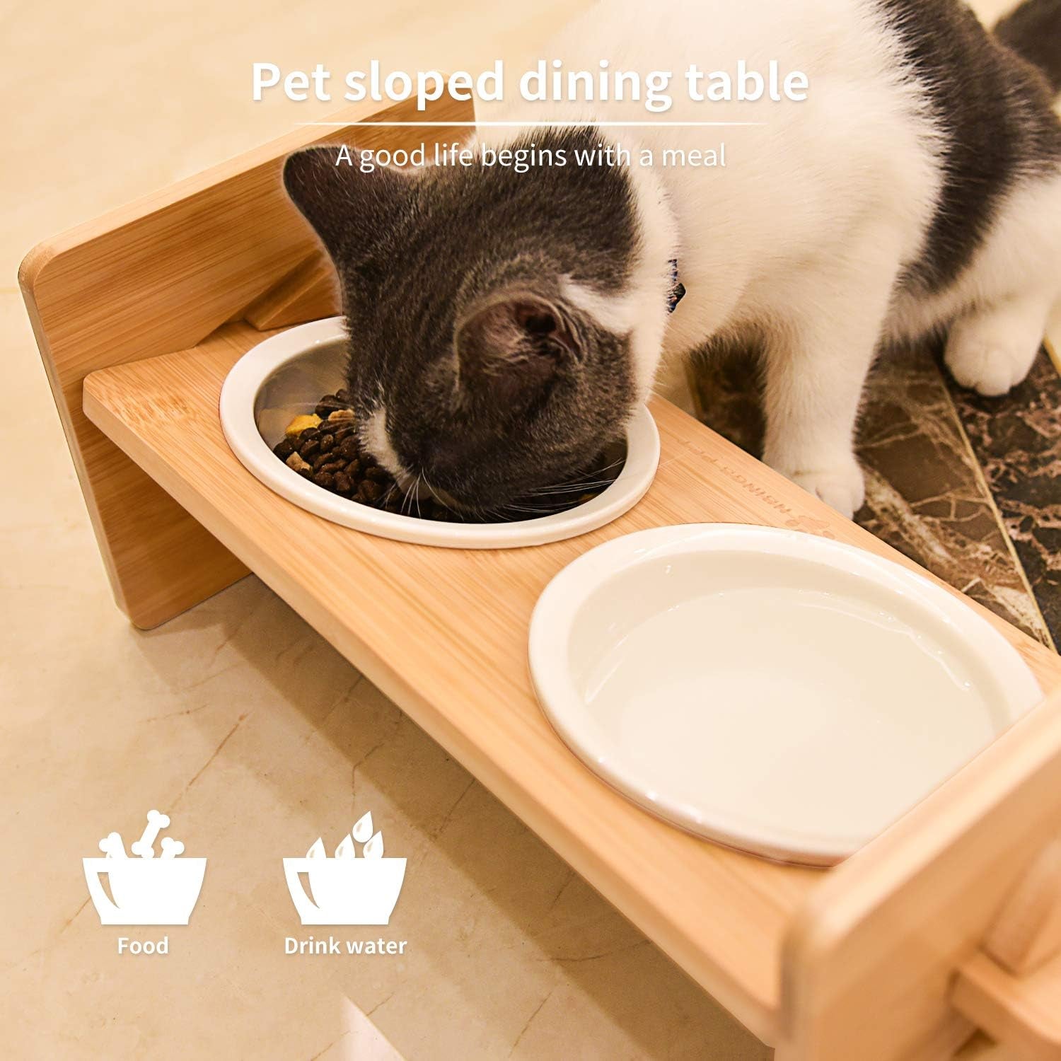 Raised Pet Bowl for Cats and Small Dogs, Adjustable Elevated Dog Cat Food and Water Bowl Stand Feeder with Extra Stainless Steel Bowls (Small to Medium with 4 Bowls) Pet's Supplies |