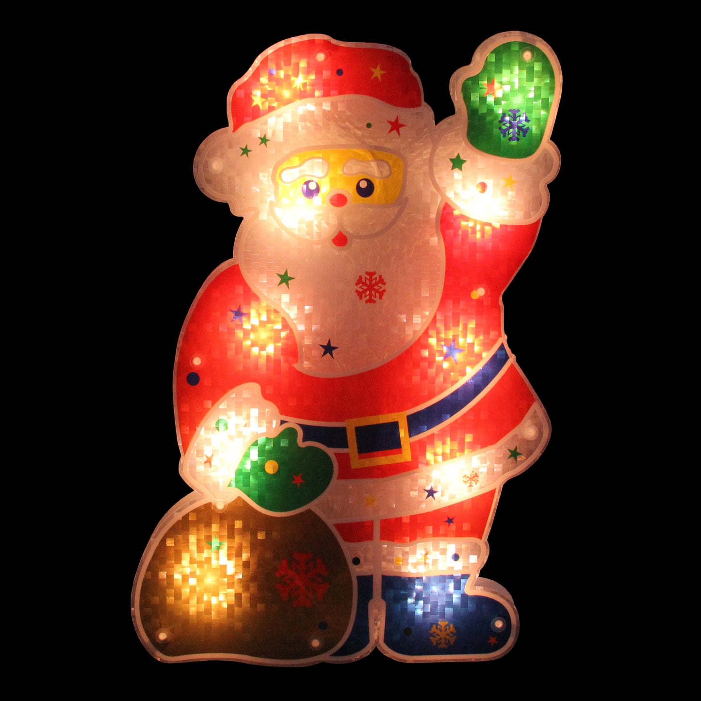 Lighted Holographic Santa Claus Christmas Window Silhouette - 13" - Clear Lights Pet's Supplies |