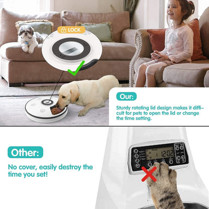 Automatic Cat Food Dispenser, Auto Cat Feeder - 6 Meals Pet Wet Food Dispenser for Small Dog with Programmable Timer Portion Control Timed Cat Feeder with Voice Reminder Pet's Supplies |