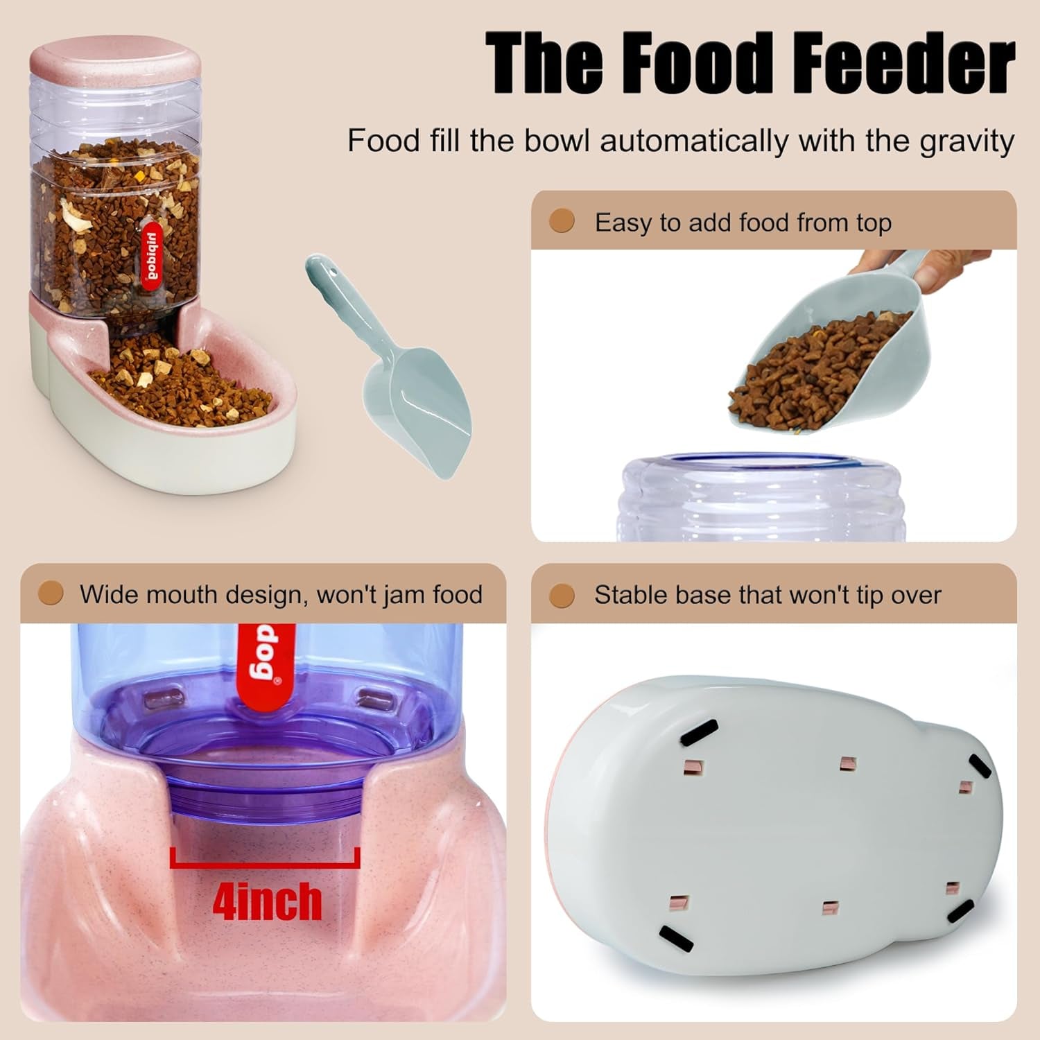 Automatic Pet Feeder Small&Medium Pets Automatic Food Feeder and Waterer Set 3.8L, Travel Supply Feeder and Water Dispenser for Dogs Cats Pets Animals Pet's Supplies |