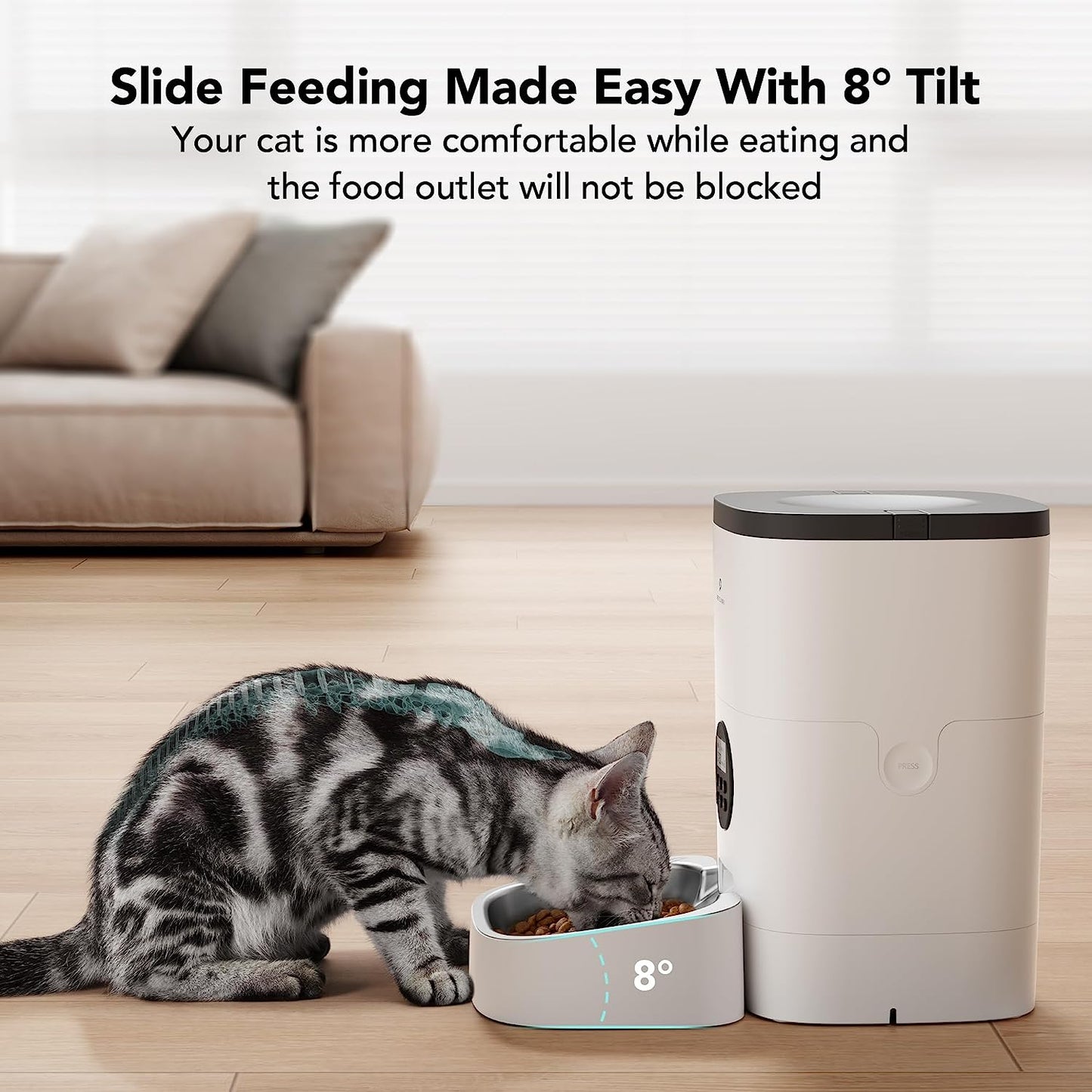 Automatic Cat Feeder, Automatic Cat Food Dispenser with Timer Interactive Voice Recorder, Auto Cat Feeder with 1-4 Meals Control Dry Food, White Opaque Pet's Supplies |