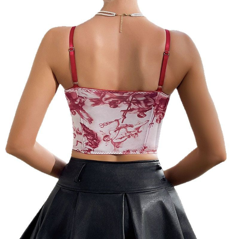 Color blocking camisole spicy girl sexy slim fit vest fishbone corset small vest