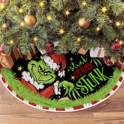 The Grinch Christmas Tree Skirt for Xmas Holiday Party Decorations,48Inch Grinch Decorations Gifts Funny Home Decor Pet's Supplies |