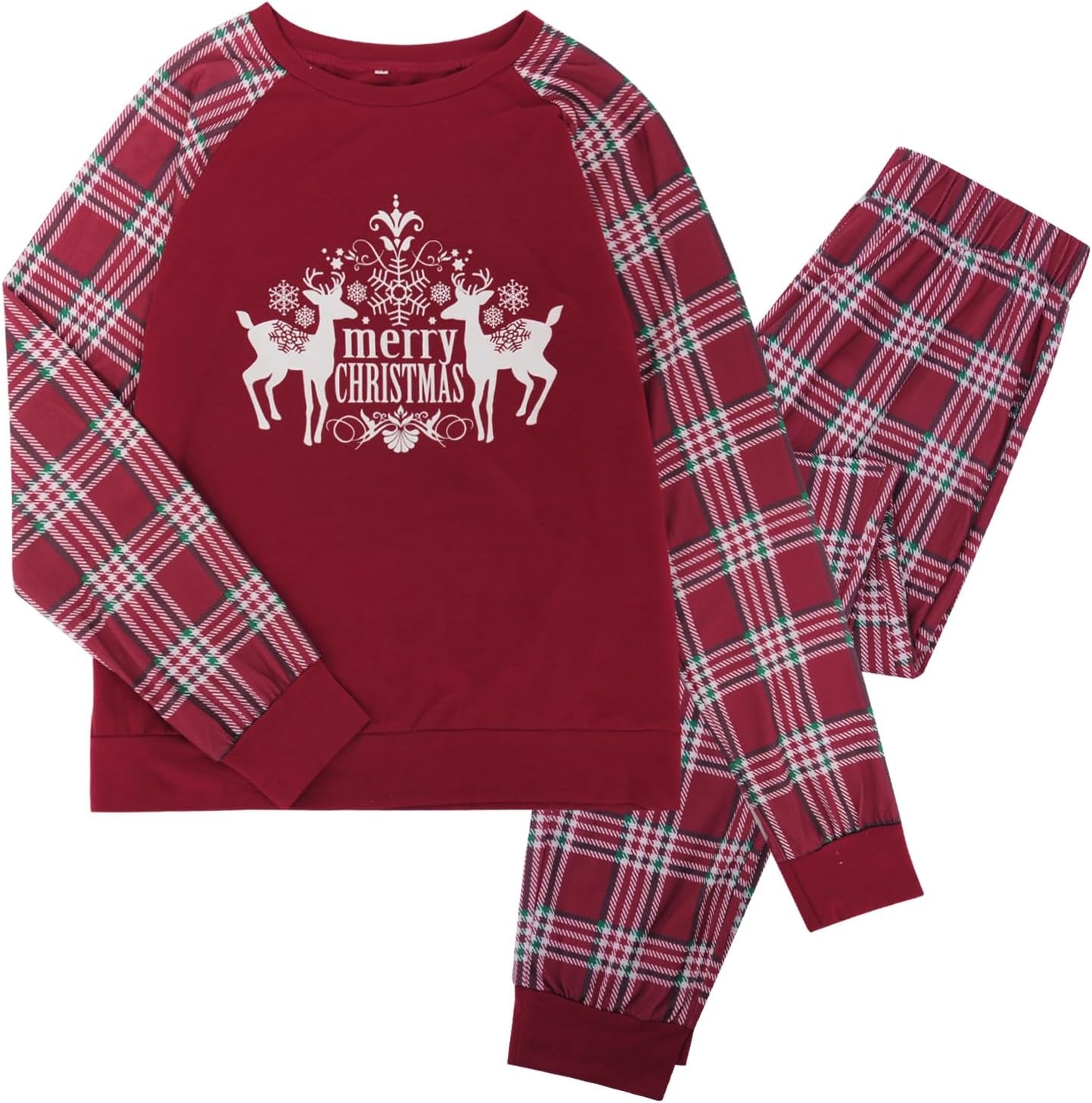 Christmas Pajamas for Family, Matching Family Christmas Pjs Sets Red Elk Tree Printed Top Sleepwear