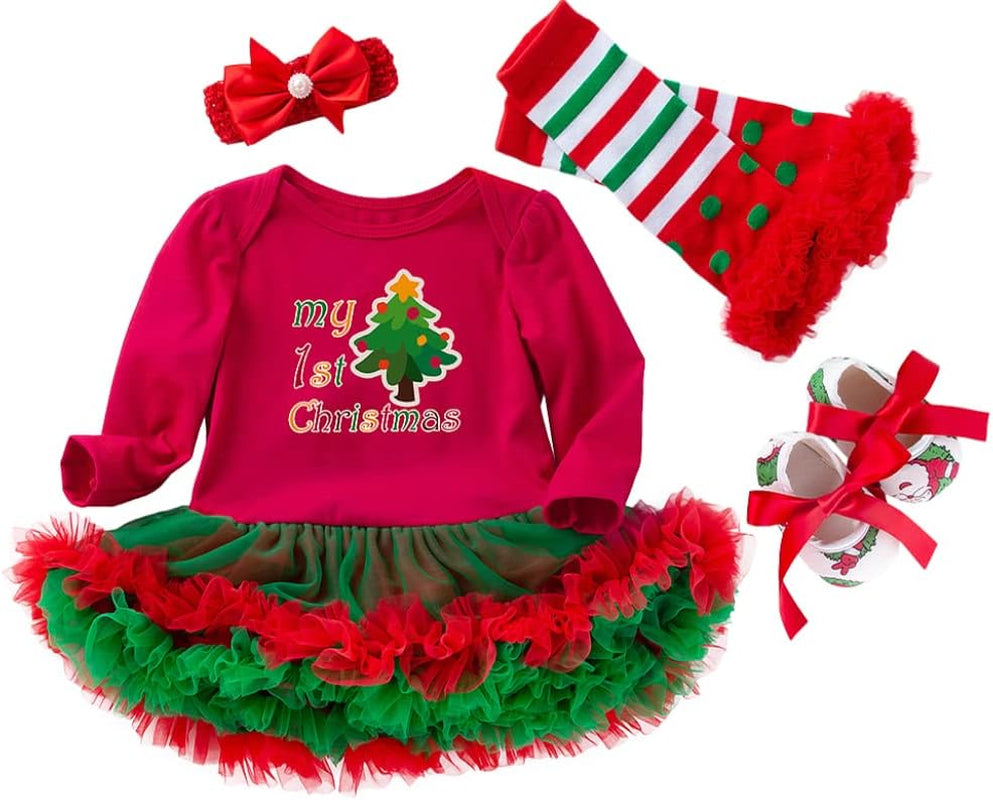 Baby Girls First Christmas Costumes Elf Lil Outfit Newborn Xmas