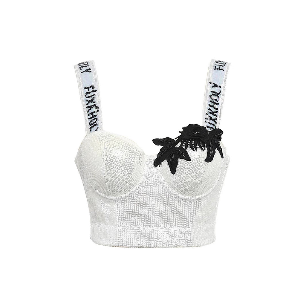 Underwire Embellished Strap Beaded Bustier Sexy Boned Corset