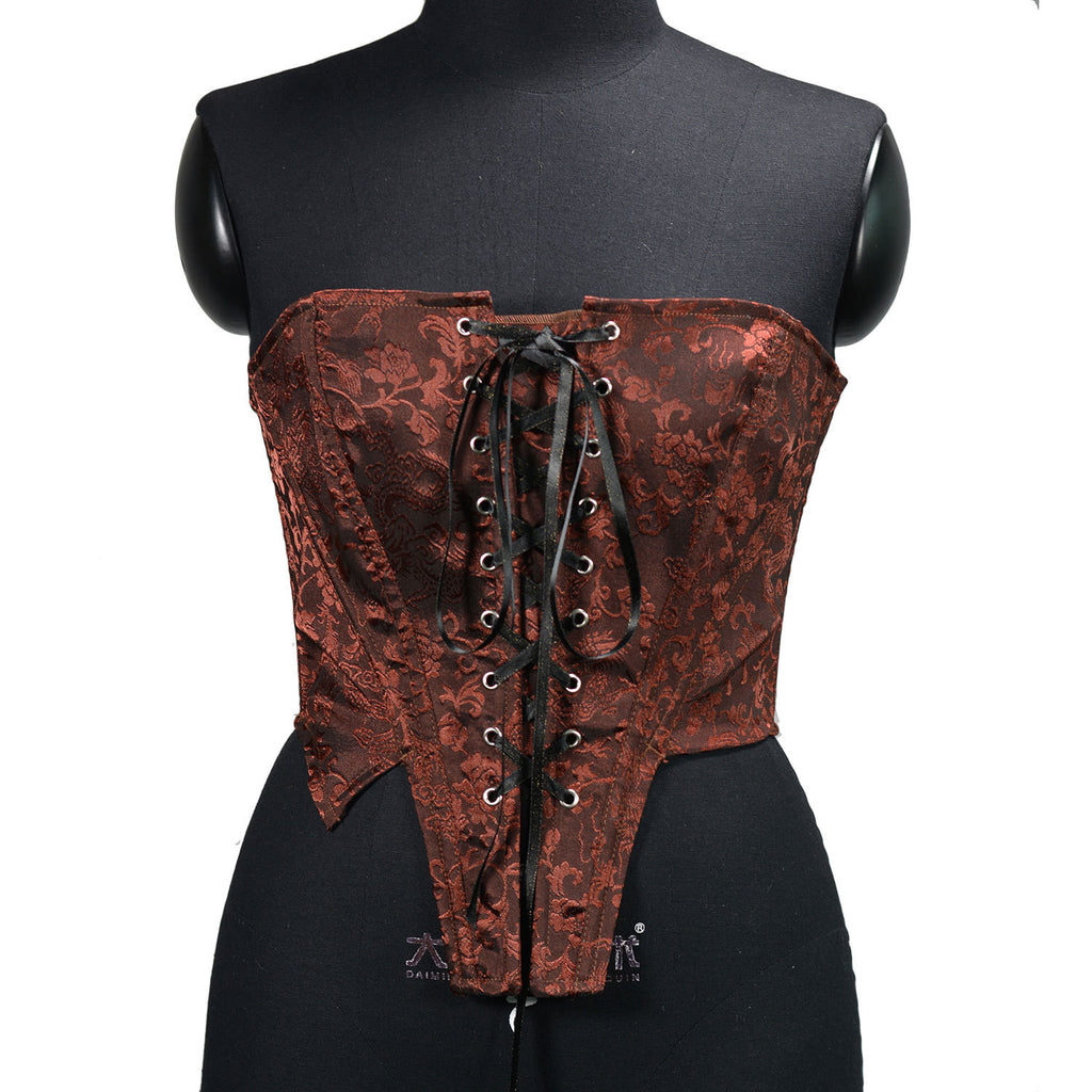 Xiaolong embroidery jacquard strapless front strap corset vest women's top